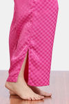 Zivame Checkered Sheen Woven Pyjama Set - Pink Yarrow — thumbnail 7